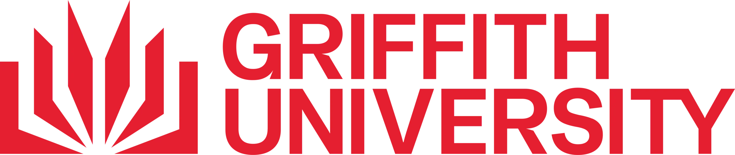 Griffith University logo featuring a stylized red and white bird in flight, positioned above the university name in bold black letters.