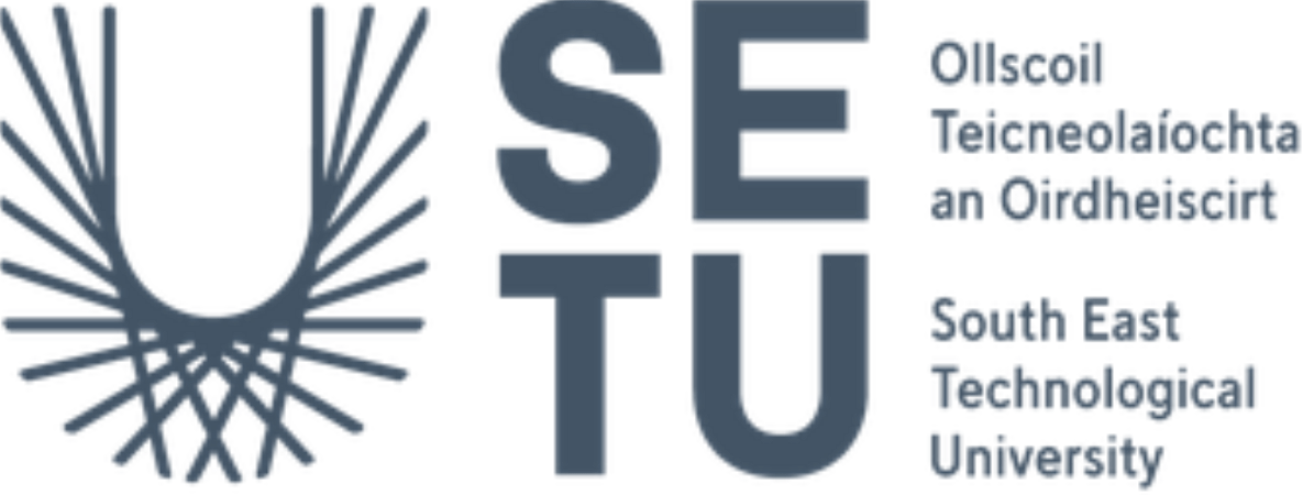 South East Technological University (SETU) logo featuring the initials "SETU" in a contemporary blue font, alongside the full university name in both English and Irish.