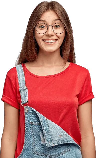 waist up pic of a fashionable girl with smile