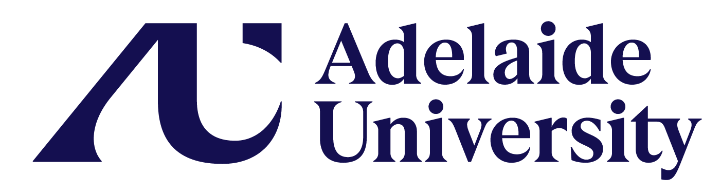 Adelaide University logo featuring a black 'AU' monogram on a transparent background, with the letters forming an abstract shape inspired by the Adelaide Festival Centre’s angular design, symbolizing innovation and forward momentum.