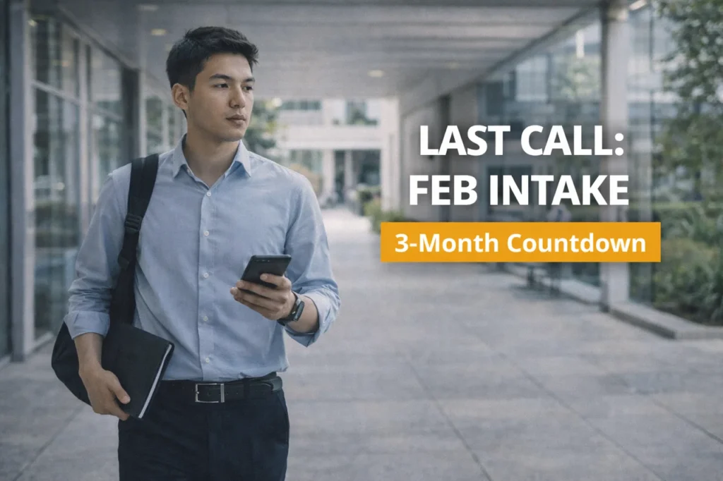 A student checks deadlines on campus as the Australia university application deadline February 2026 approaches, highlighting the final window to apply for February intake programs.