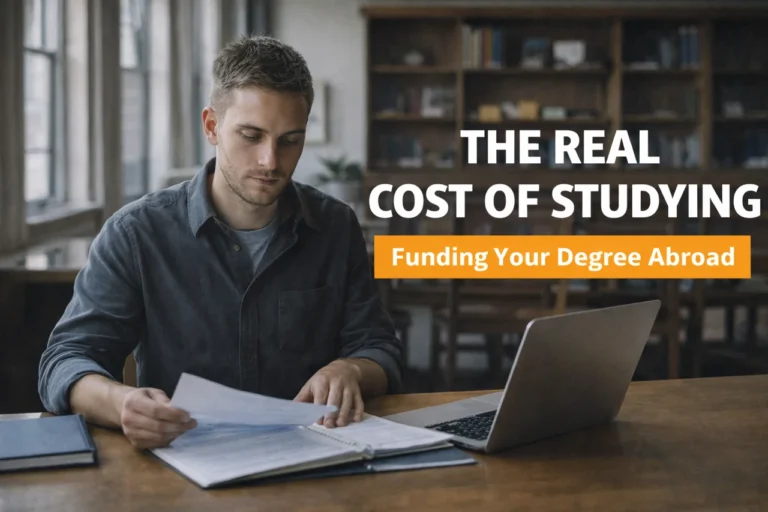 Student reviewing financial documents to understand the cost of studying in australia for international students, including tuition, living expenses, and funding options.