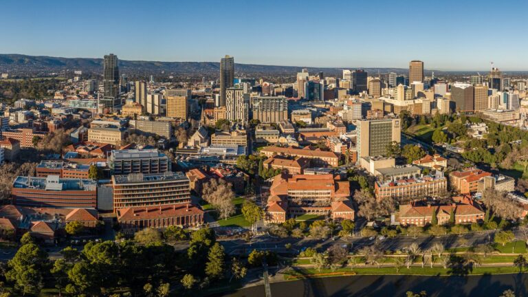 An aerial view of the city of Adelaide, South Australia